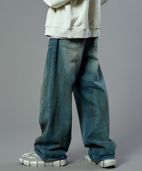 【セール】PUBLUX/パブリュクス Dirty denim pants/汚し加工デニムパンツ(限定展開)（デニムパンツ）｜PUBLUX（パブリュクス）