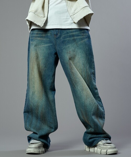 【セール】PUBLUX/パブリュクス Dirty denim pants/汚し加工デニムパンツ(限定展開)（デニムパンツ）｜PUBLUX（パブリュクス）