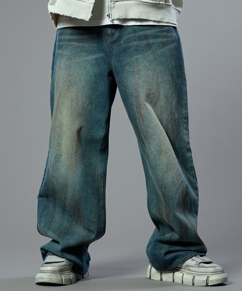 【セール】PUBLUX/パブリュクス Dirty denim pants/汚し加工デニムパンツ(限定展開)（デニムパンツ）｜PUBLUX（パブリュクス）