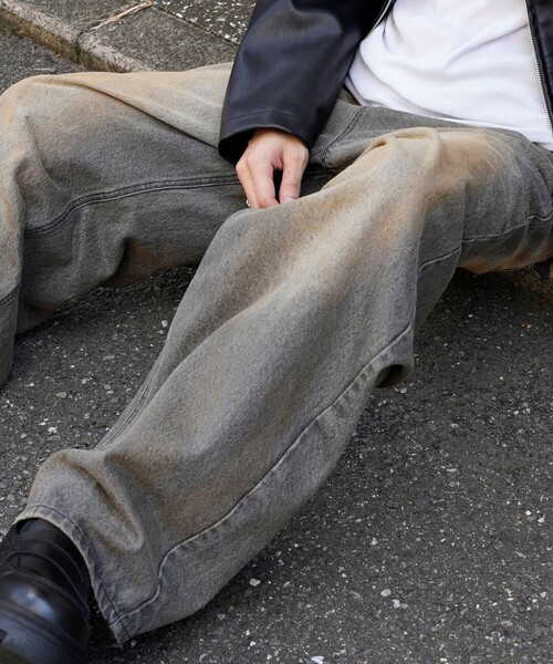 【セール】PUBLUX/パブリュクス Dirty denim pants/汚し加工デニムパンツ(限定展開)（デニムパンツ）｜PUBLUX（パブリュクス）