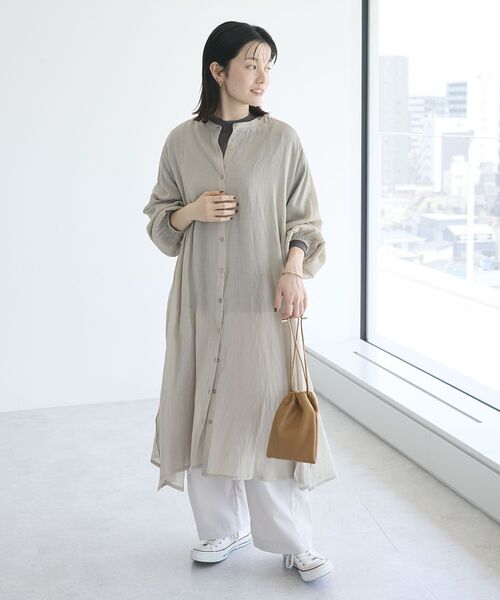 CRAFT STANDARD BOUTIQUE(クラフトスタンダードブティック)の「ヴィンテージボイル羽織ワンピース(シャツワンピース・レディース・モカ/キャメル/ブラック/グレイッシュベージュ・FREE)」の2枚目の写真