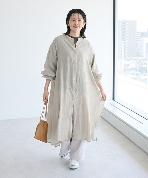 CRAFT STANDARD BOUTIQUE(クラフトスタンダードブティック)の「ヴィンテージボイル羽織ワンピース(シャツワンピース・レディース・モカ/キャメル/ブラック/グレイッシュベージュ・FREE)」の5枚目の写真