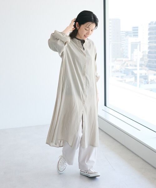 CRAFT STANDARD BOUTIQUE(クラフトスタンダードブティック)の「ヴィンテージボイル羽織ワンピース(シャツワンピース・レディース・モカ/キャメル/ブラック/グレイッシュベージュ・FREE)」の6枚目の写真