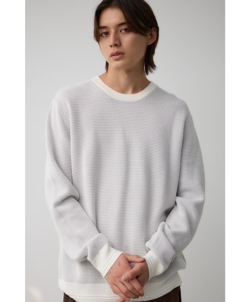 AZUL by moussy(アズールバイマウジー)の「ハニカムベーシッククルーネックニット(ニット/セーター・メンズ・ブラック/グレー/ホワイト・MEDIUM/LARGE)」の11枚目の写真