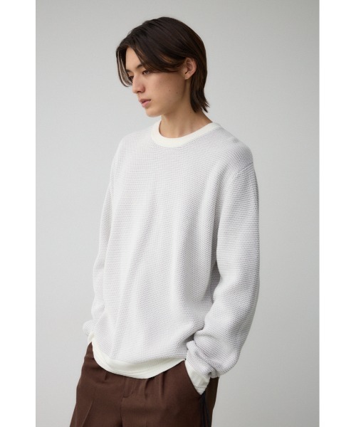 AZUL by moussy(アズールバイマウジー)の「ハニカムベーシッククルーネックニット(ニット/セーター・メンズ・ブラック/グレー/ホワイト・MEDIUM/LARGE)」の12枚目の写真