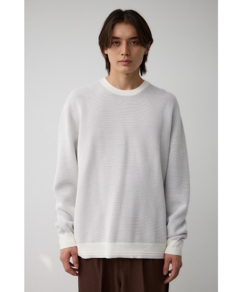 AZUL by moussy(アズールバイマウジー)の「ハニカムベーシッククルーネックニット(ニット/セーター・メンズ・ブラック/グレー/ホワイト・MEDIUM/LARGE)」の14枚目の写真