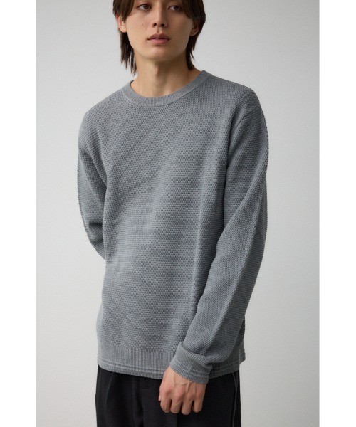 AZUL by moussy(アズールバイマウジー)の「ハニカムベーシッククルーネックニット(ニット/セーター・メンズ・ブラック/グレー/ホワイト・MEDIUM/LARGE)」の6枚目の写真