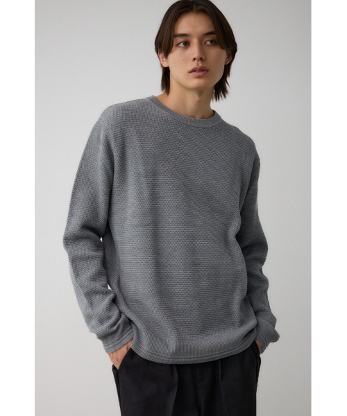 AZUL by moussy(アズールバイマウジー)の「ハニカムベーシッククルーネックニット(ニット/セーター・メンズ・ブラック/グレー/ホワイト・MEDIUM/LARGE)」の7枚目の写真
