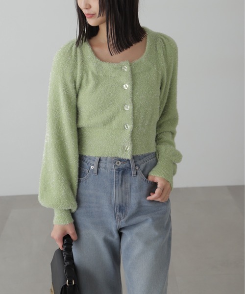 FREE'S MART(フリーズマート)の「◇ラメシャギーニットカーディガン(カーディガン/ボレロ・レディース・ピンク/グレー/グリーン系その他/ホワイト・FREE)」の3枚目の写真