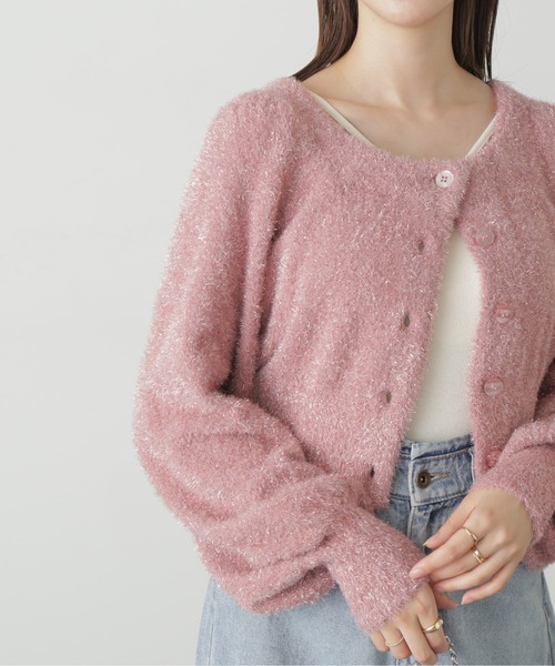 FREE'S MART(フリーズマート)の「◇ラメシャギーニットカーディガン(カーディガン/ボレロ・レディース・ピンク/グレー/グリーン系その他/ホワイト・FREE)」の7枚目の写真