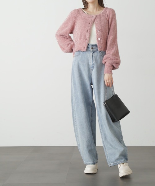 FREE'S MART(フリーズマート)の「◇ラメシャギーニットカーディガン(カーディガン/ボレロ・レディース・ピンク/グレー/グリーン系その他/ホワイト・FREE)」の5枚目の写真