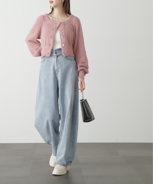 FREE'S MART(フリーズマート)の「◇ラメシャギーニットカーディガン(カーディガン/ボレロ・レディース・ピンク/グレー/グリーン系その他/ホワイト・FREE)」の6枚目の写真