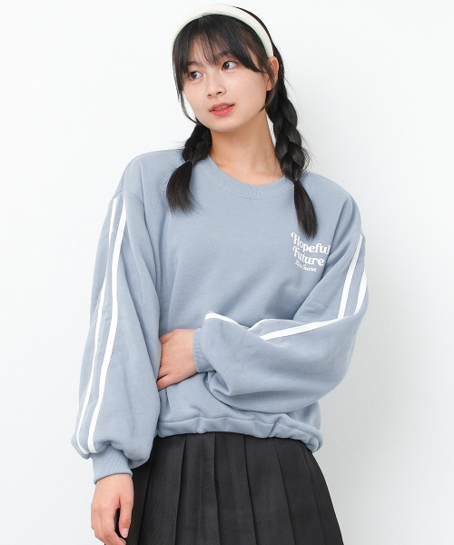 RiCO SUCRE（リコシュクレ）の「【裏起毛】ラインプルオーバー（スウェット・キッズ・サックスブルー/ブラック/杢グレー・130/140/150/160/165）」の3枚目の写真