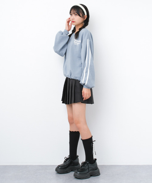 RiCO SUCRE（リコシュクレ）の「【裏起毛】ラインプルオーバー（スウェット・キッズ・サックスブルー/ブラック/杢グレー・130/140/150/160/165）」の10枚目の写真