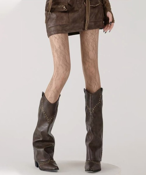 lilful（リルフル）の「スタッズアクセント ルーズウエスタンロングブーツ（ブーツ・レディース・ブラック/ブラウン/ダークブラウン・L/M）」の17枚目の写真