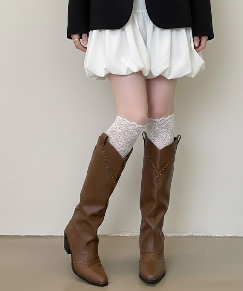 lilful（リルフル）の「スタッズアクセント ルーズウエスタンロングブーツ（ブーツ・レディース・ブラック/ブラウン/ダークブラウン・L/M）」の21枚目の写真