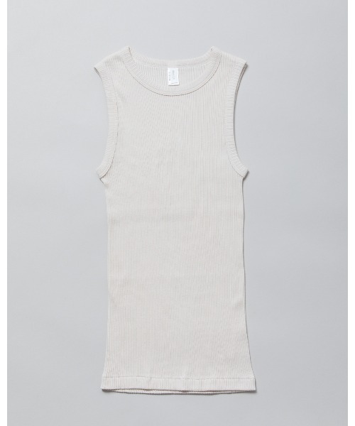 Munich（ミューニック）の「コットンリブノースリーブプルオーバー（タンクトップ・レディース・ダークグレー/ピンク/ホワイト/グレイッシュベージュ/ブルーグレー/ブラック/ラベンダー・FREE）」の5枚目の写真