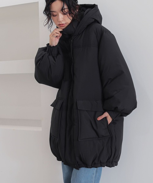 n'OrLABEL(ノアールレーベル)の「『ボリュームパデットフードジャケット』(ダウンジャケット/コート・レディース・テラコッタ/ライトベージュ/ブラック・FREE)」の4枚目の写真