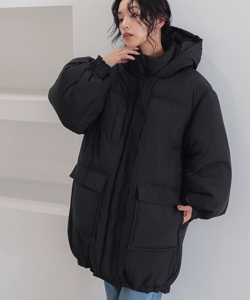 n'OrLABEL(ノアールレーベル)の「『ボリュームパデットフードジャケット』(ダウンジャケット/コート・レディース・テラコッタ/ライトベージュ/ブラック・FREE)」の5枚目の写真