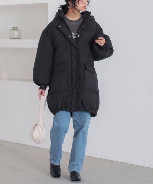 n'OrLABEL(ノアールレーベル)の「『ボリュームパデットフードジャケット』(ダウンジャケット/コート・レディース・テラコッタ/ライトベージュ/ブラック・FREE)」の8枚目の写真