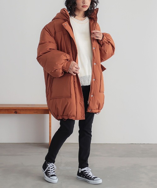 n'OrLABEL(ノアールレーベル)の「『ボリュームパデットフードジャケット』(ダウンジャケット/コート・レディース・テラコッタ/ライトベージュ/ブラック・FREE)」の20枚目の写真