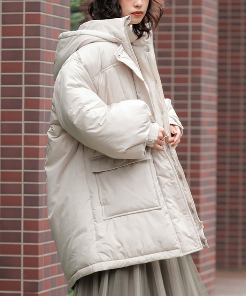 n'OrLABEL(ノアールレーベル)の「『ボリュームパデットフードジャケット』(ダウンジャケット/コート・レディース・テラコッタ/ライトベージュ/ブラック・FREE)」の11枚目の写真