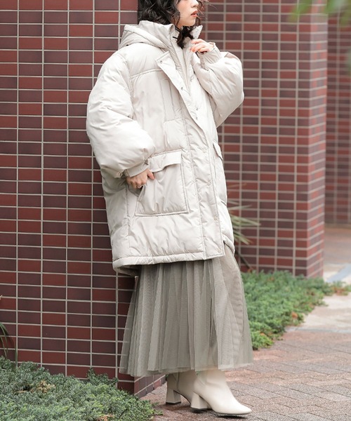 n'OrLABEL(ノアールレーベル)の「『ボリュームパデットフードジャケット』(ダウンジャケット/コート・レディース・テラコッタ/ライトベージュ/ブラック・FREE)」の14枚目の写真