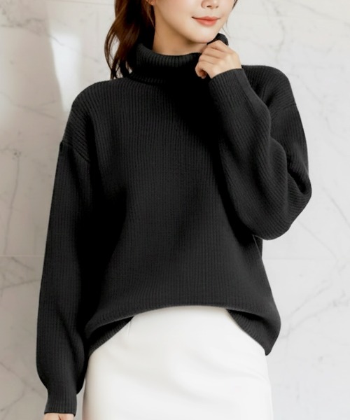 タートルネックゆるニットトップス・カットソー（ニット/セーター