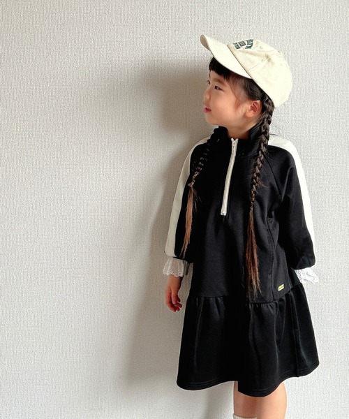 MAKE YOUR DAY（メイクユアデイ）の「トラックワンピース■80～140cm（ワンピース・キッズ・イエロー/サーモンピンク/ブラック・80/90/100/110/120/130/140）」の21枚目の写真