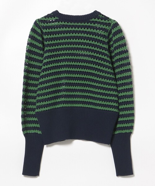【WEB限定】ボーダーニット≪手洗い可能≫ セール】配色 透かしボーダー ニット（手洗い可能）（ニット