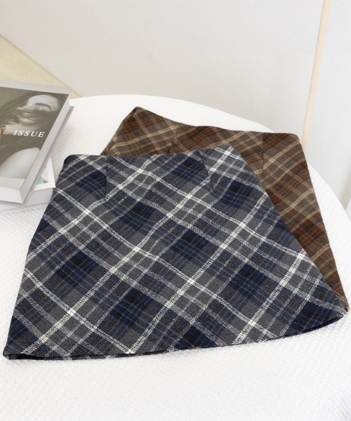 Miniministore(ミニミニストア)の「レトロチェック柄ミニスカートハイウエスト(スカート・レディース・ブラウン/ネイビー・S/L/M)」の3枚目の写真