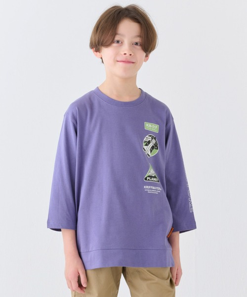 KRIFF MAYER Kid's Collection(クリフメイヤーキッズコレクション)の「【綿100%】楽LUCK-七分袖T(宇宙)(Tシャツ/カットソー・キッズ・パープル/ネイビー/イエロー/チャコール・160/150/120/170/140/130)」の4枚目の写真