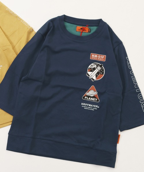 KRIFF MAYER Kid's Collection(クリフメイヤーキッズコレクション)の「【綿100%】楽LUCK-七分袖T(宇宙)(Tシャツ/カットソー・キッズ・パープル/ネイビー/イエロー/チャコール・160/150/120/170/140/130)」の3枚目の写真