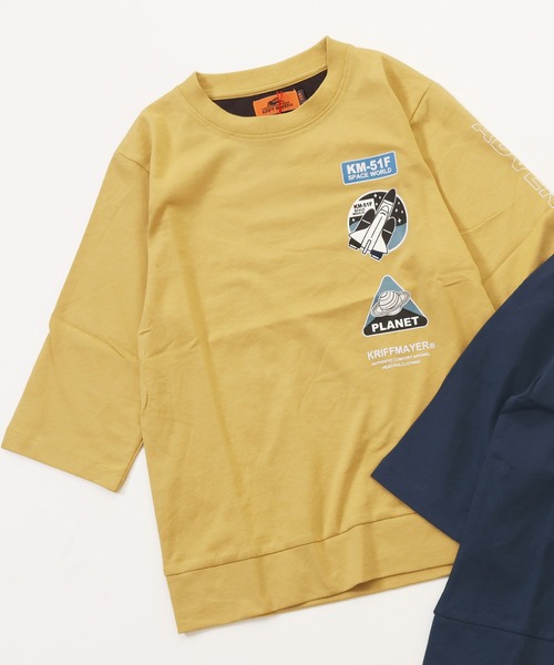 KRIFF MAYER Kid's Collection(クリフメイヤーキッズコレクション)の「【綿100%】楽LUCK-七分袖T(宇宙)(Tシャツ/カットソー・キッズ・パープル/ネイビー/イエロー/チャコール・160/150/120/170/140/130)」の2枚目の写真