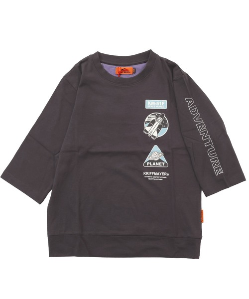 KRIFF MAYER Kid's Collection(クリフメイヤーキッズコレクション)の「【綿100%】楽LUCK-七分袖T(宇宙)(Tシャツ/カットソー・キッズ・パープル/ネイビー/イエロー/チャコール・160/150/120/170/140/130)」の1枚目の写真