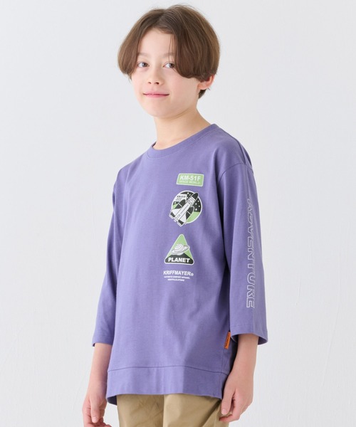 KRIFF MAYER Kid's Collection(クリフメイヤーキッズコレクション)の「【綿100%】楽LUCK-七分袖T(宇宙)(Tシャツ/カットソー・キッズ・パープル/ネイビー/イエロー/チャコール・160/150/120/170/140/130)」の5枚目の写真