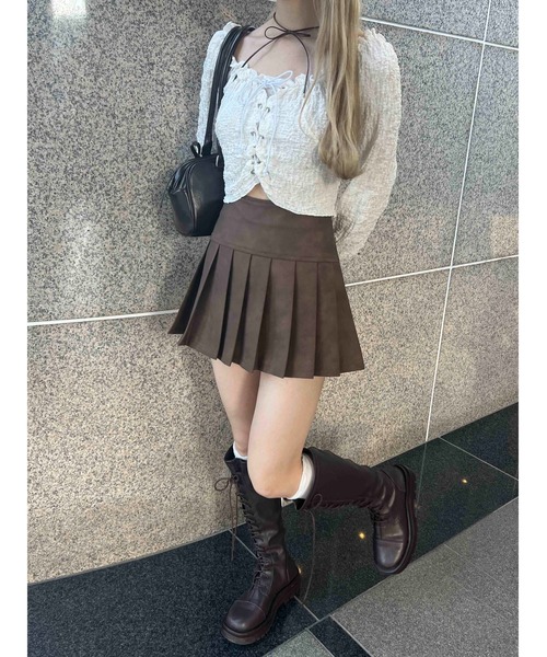 PHILLY（フィリー）の「【PHILLY】クリンクルレースアップトップス（Tシャツ/カットソー・レディース・ホワイト/ブラック・FREE）」の7枚目の写真