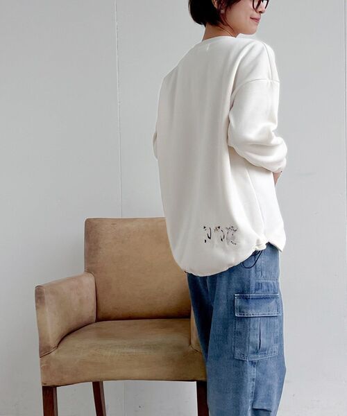 rps（アールピーエス）の「ブラブラ動物刺繍裾ドロスト裏起毛プルオーバー（スウェット・レディース・アイボリー/チャコールグレー/杢グレー/ホワイト系その他4/グレー系その他2・フリー）」の9枚目の写真