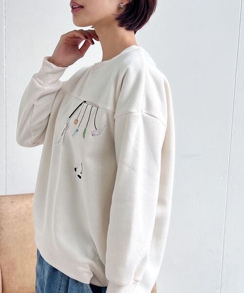 rps（アールピーエス）の「ブラブラ動物刺繍裾ドロスト裏起毛プルオーバー（スウェット・レディース・アイボリー/チャコールグレー/杢グレー/ホワイト系その他4/グレー系その他2・フリー）」の10枚目の写真