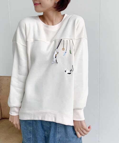 rps（アールピーエス）の「ブラブラ動物刺繍裾ドロスト裏起毛プルオーバー（スウェット・レディース・アイボリー/チャコールグレー/杢グレー/ホワイト系その他4/グレー系その他2・フリー）」の12枚目の写真