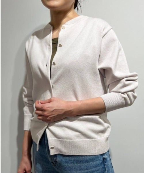 human woman（ヒューマンウーマン）の「◆【ウォッシャブル】コットンカシミヤ クルーネックカーディガン（カーディガン/ボレロ・レディース・パープル/ブルー/グレー・MEDIUM）」の8枚目の写真