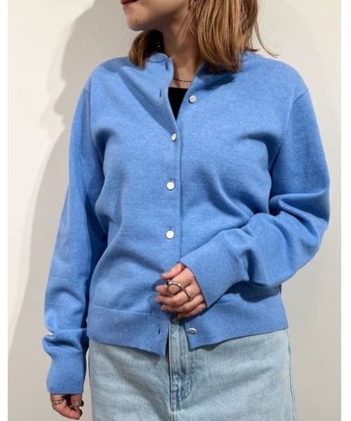 human woman（ヒューマンウーマン）の「◆【ウォッシャブル】コットンカシミヤ クルーネックカーディガン（カーディガン/ボレロ・レディース・パープル/ブルー/グレー・MEDIUM）」の9枚目の写真