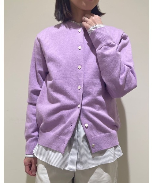 human woman（ヒューマンウーマン）の「◆【ウォッシャブル】コットンカシミヤ クルーネックカーディガン（カーディガン/ボレロ・レディース・パープル/ブルー/グレー・MEDIUM）」の10枚目の写真