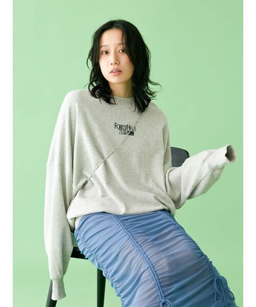 ungrid NCU ルーズシルエットロゴ スウェット チャコールグレー Ungrid Ungrid(アングリッド）ルーズシルエットロゴスウェット