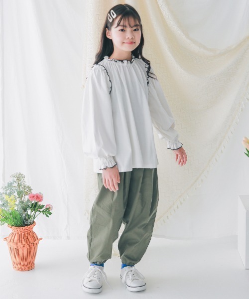 NHT（エヌエイチティー）の「NHT/エヌエイチティー ロングギャザーパンツ（その他パンツ・キッズ・カーキ/ブルー系その他7/ベージュ系その他6・120cm/130cm/140cm/150cm/160cm/110cm）」の9枚目の写真