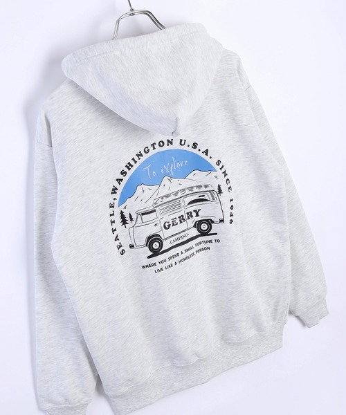 GERRY(ジェリー)の「GERRY キャンピングカー バックプリント スウェット フルジップパーカー(パーカー・メンズ・ブラック/アッシュグレー/ネイビー・M/L/LL)」の6枚目の写真