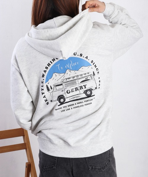 GERRY(ジェリー)の「GERRY キャンピングカー バックプリント スウェット フルジップパーカー(パーカー・メンズ・ブラック/アッシュグレー/ネイビー・M/L/LL)」の15枚目の写真