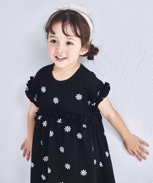 pairmanon（ペアマノン）の「【リンクコーデ】【ふんわりワッフル】フリル ガールズワンピース（ワンピース・キッズ・ベージュ系その他/モカ/グリーン系その他/ブラック系その他・100/140/120/110/130/150/90）」の5枚目の写真