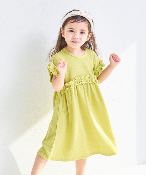 pairmanon（ペアマノン）の「【リンクコーデ】【ふんわりワッフル】フリル ガールズワンピース（ワンピース・キッズ・ベージュ系その他/モカ/グリーン系その他/ブラック系その他・100/140/120/110/130/150/90）」の16枚目の写真