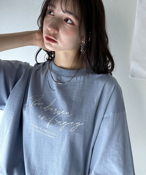 classicalelf(クラシカルエルフ)の「大人カジュアルに映える。綿100%胸元筆記体ロゴなめらかシルケット風Tシャツ(半袖)(Tシャツ/カットソー・レディース・ブラウン/ブルーグレー/オートミール/チャコール/オフホワイト・X-LARGE/SMALL/MEDIUM/LARGE)」の22枚目の写真